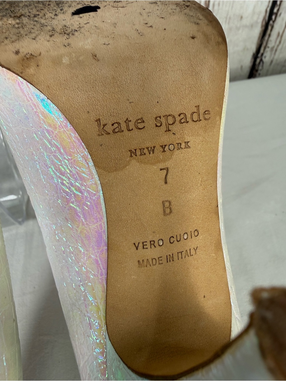 Kate Spade Iridescent Snake Skin Embossed Leather Pumps Heels Size 7 - Picture 12 of 13